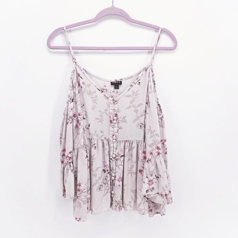 Torrid Babydoll Textured Rayon Cold Shoulder Blouse